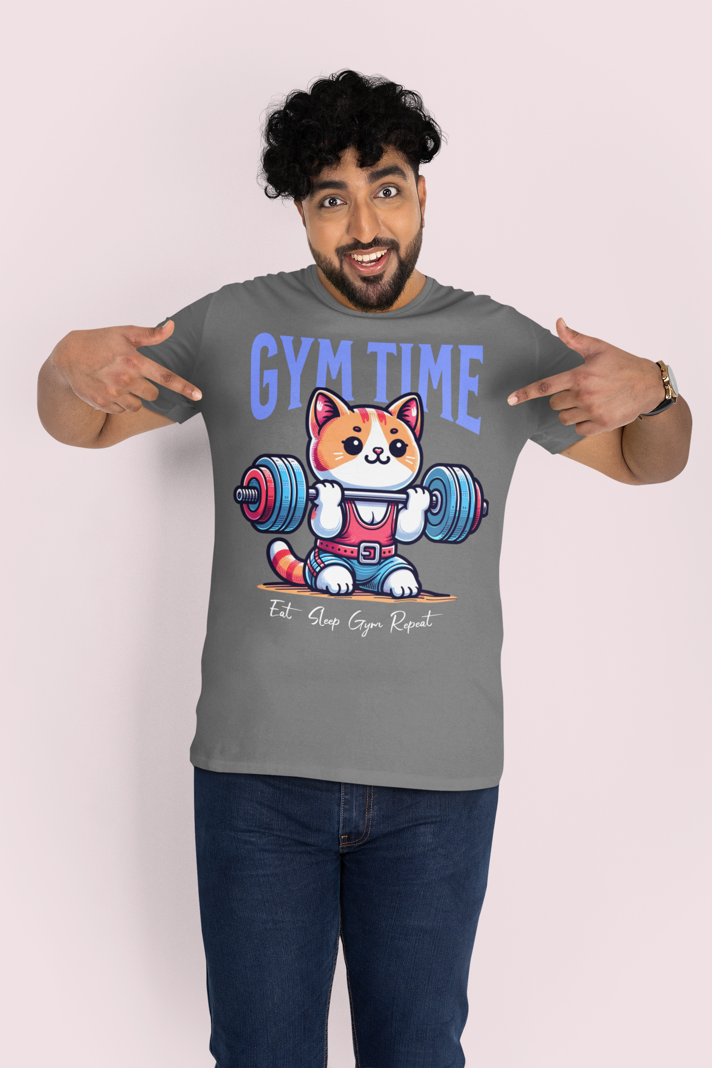 Cute Gym Cat Unisex Plus Size T-shirt