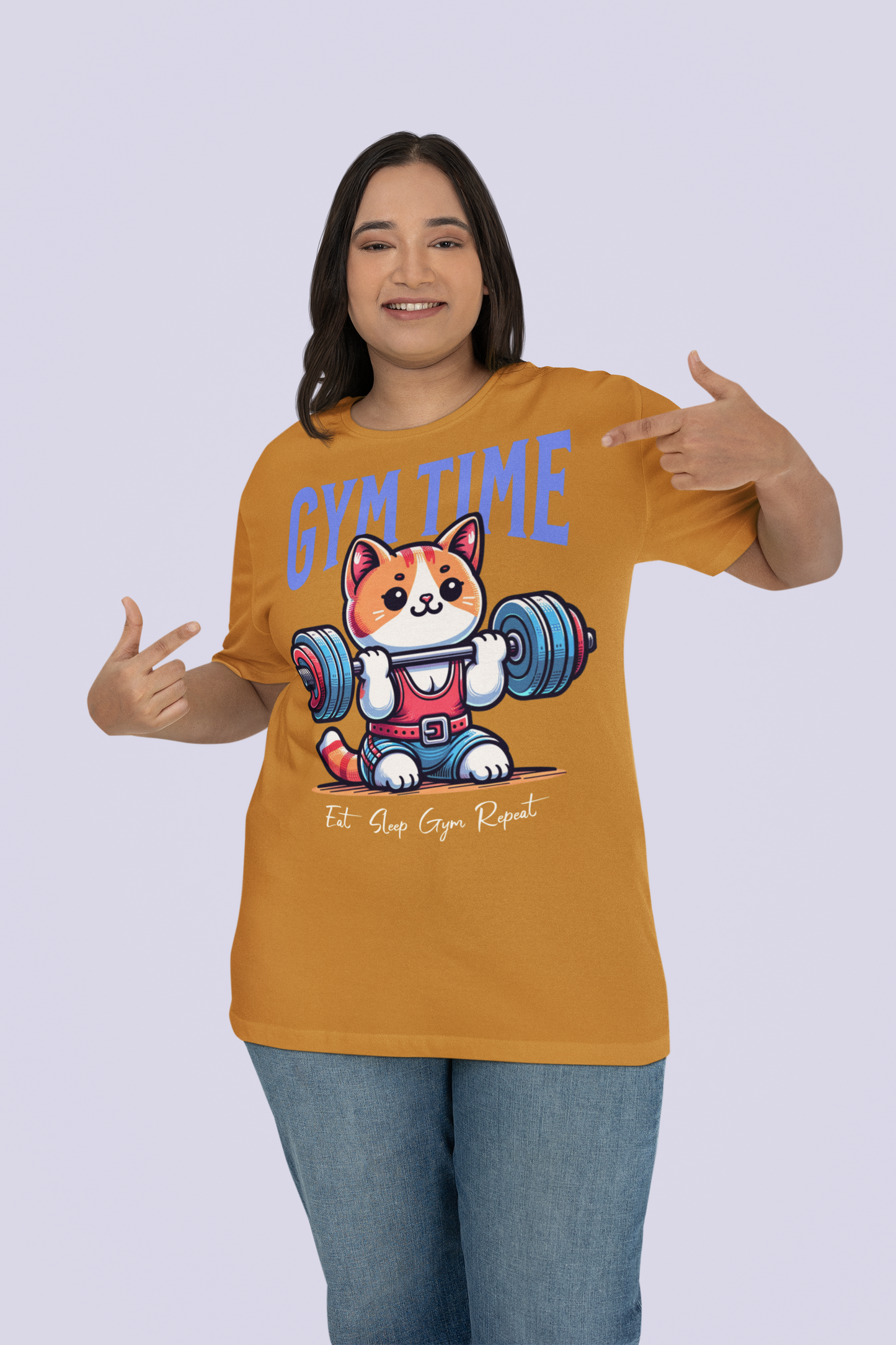 Cute Gym Cat Unisex Plus Size T-shirt