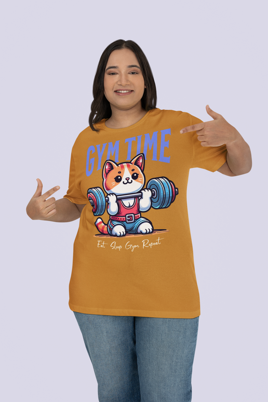 Cute Gym Cat Unisex Plus Size T-shirt - Chubby Tribe
