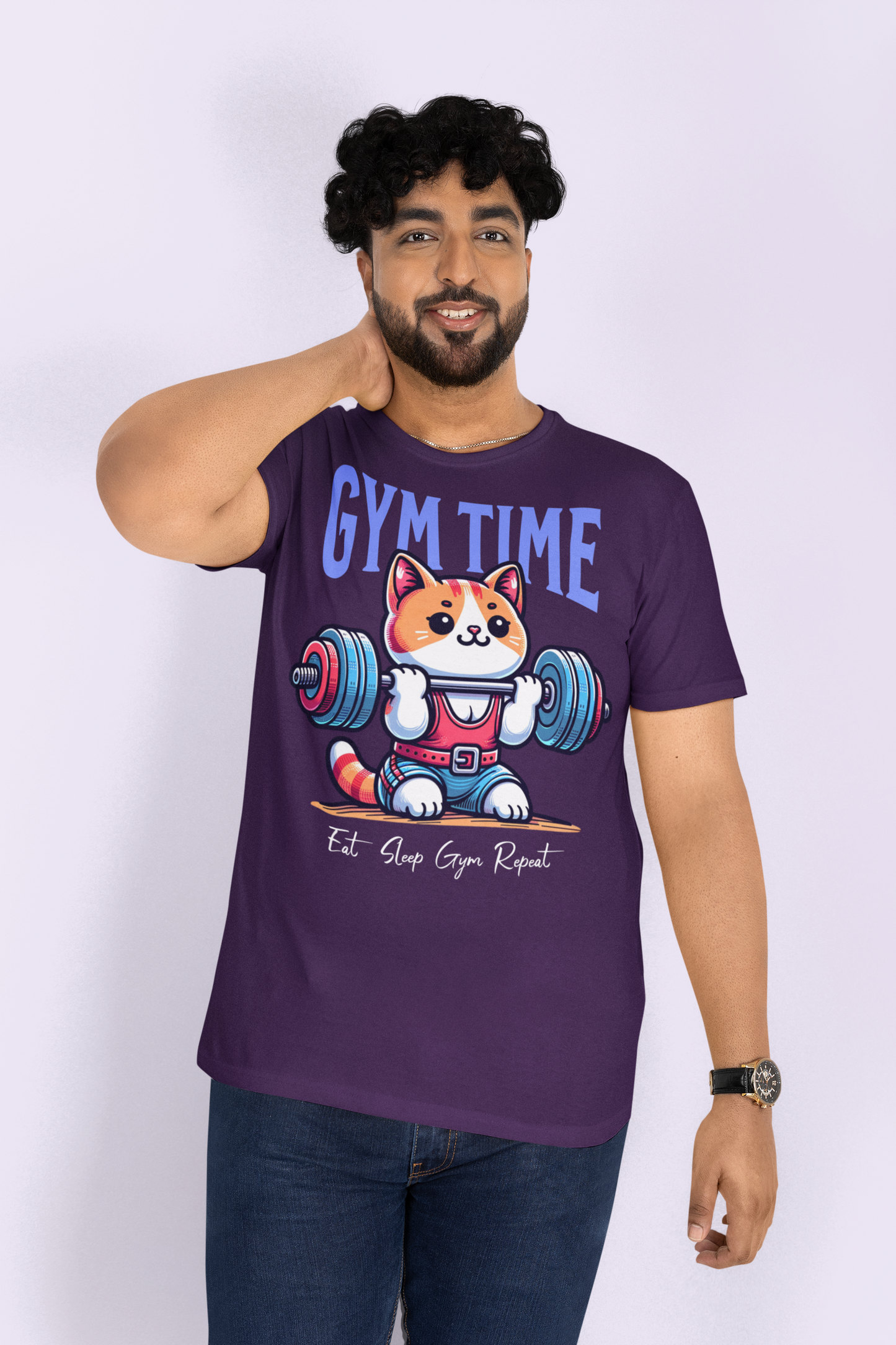 Cute Gym Cat Unisex Plus Size T-shirt