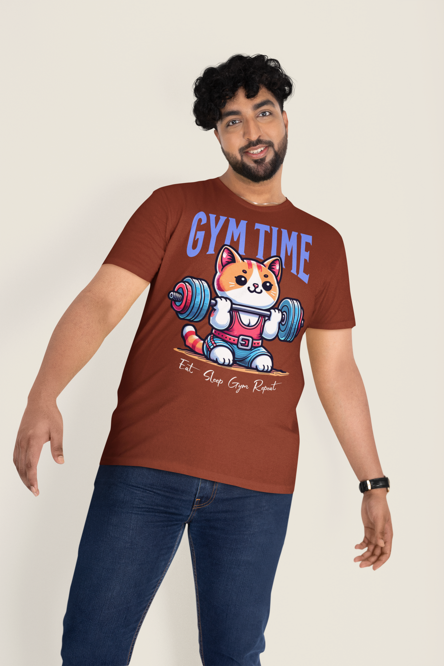 Cute Gym Cat Unisex Plus Size T-shirt