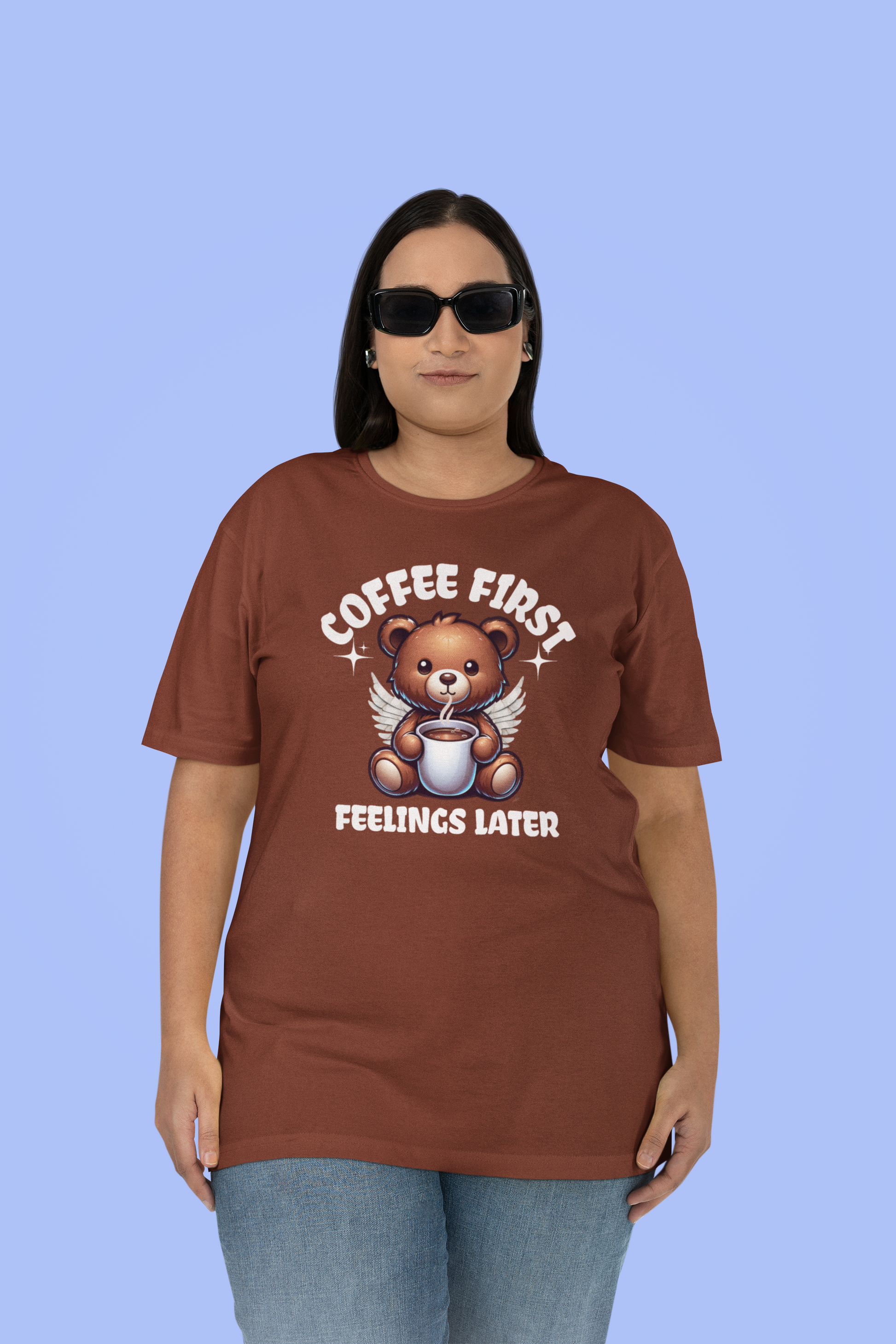 Coffee First, Feelings Later T-Shirt - Chubby Tribe