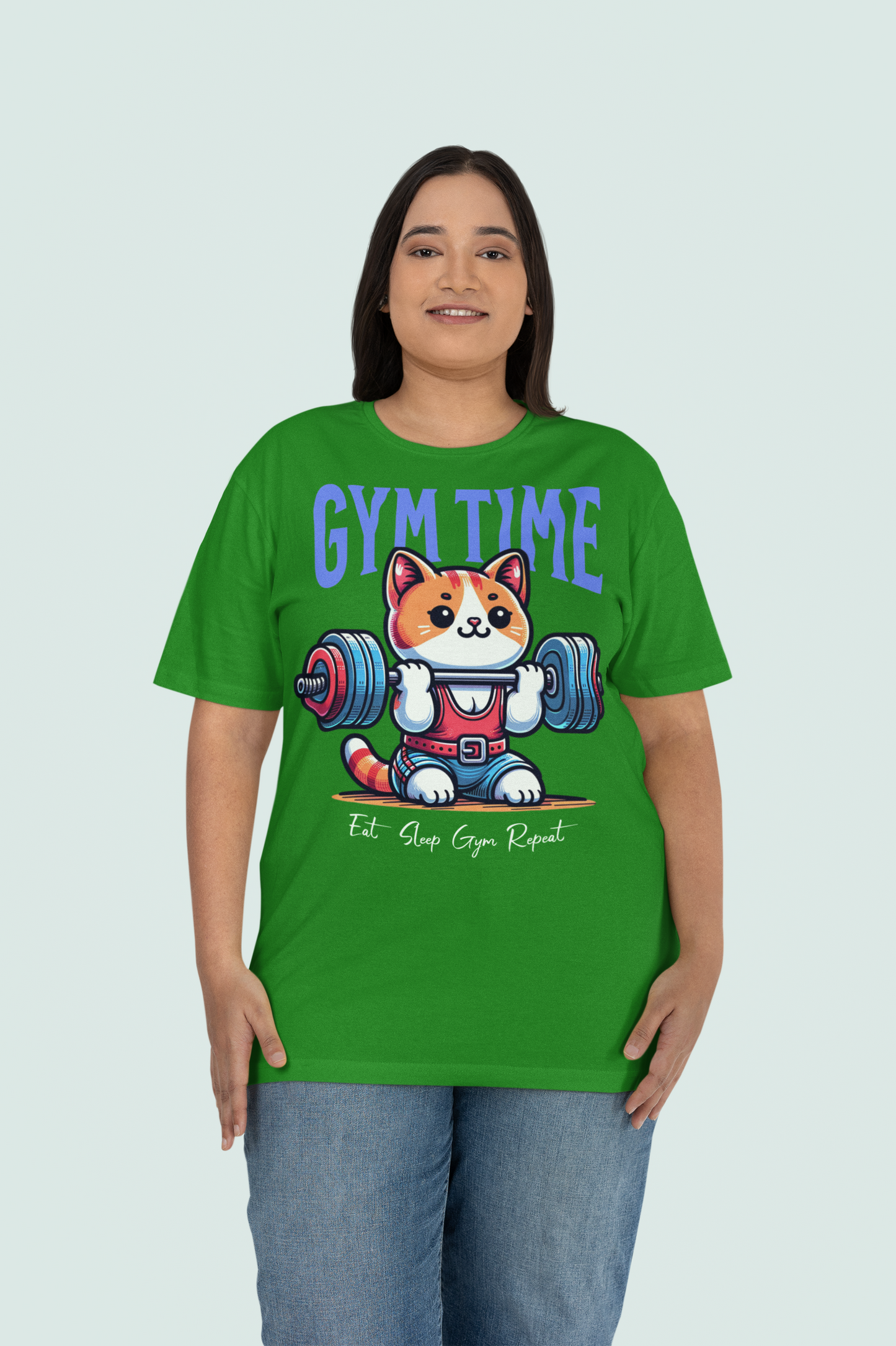 Cute Gym Cat Unisex Plus Size T-shirt